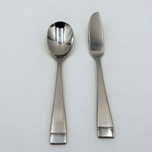 Oneida Stainless Mercer Sugar Spoon & Master Butter Knife Satin Frosted Set of 2
